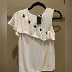 Maje Size 1 Lorena White with black button ruffle shirt